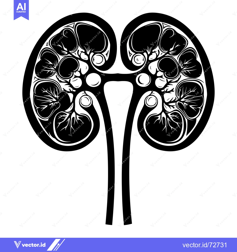 Premium Vector dari Black and White Illustration of Human Kidneys