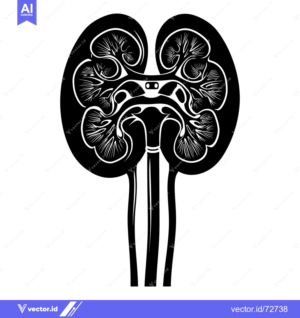 Premium Vector of Black and White Illustration of the Human Kidneys