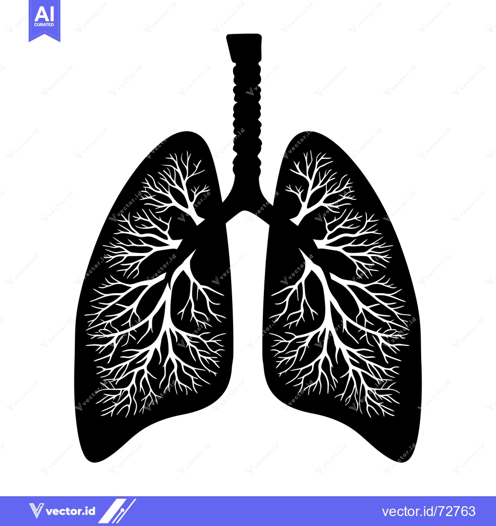 Premium Vector of Black and White Silhouette of Human Lungs with White Branches Inside
