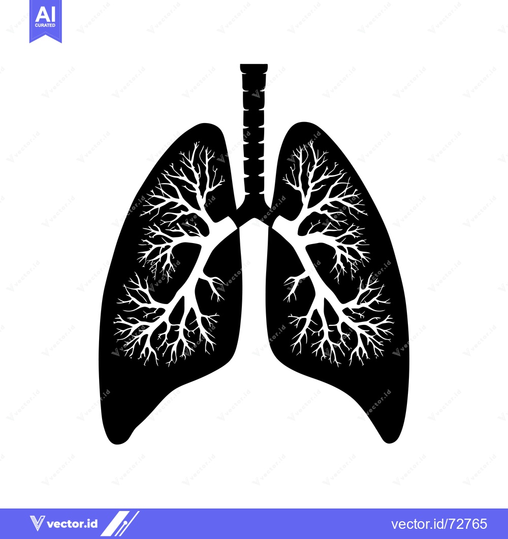 Premium Vector of Black and white silhouette of human lungs with detailed internal struc
