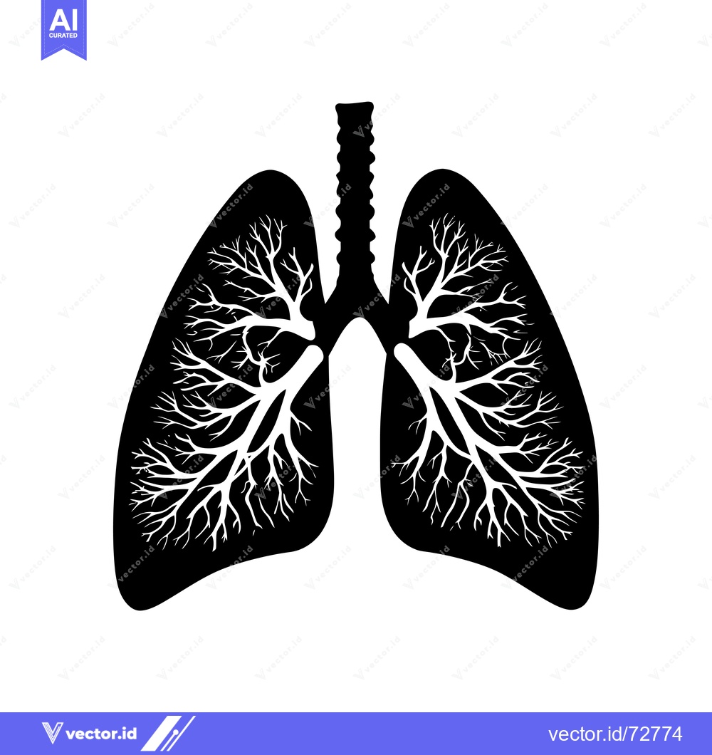 Premium Vector of Black and White Silhouette of Human Lungs with Branch-Like Structures