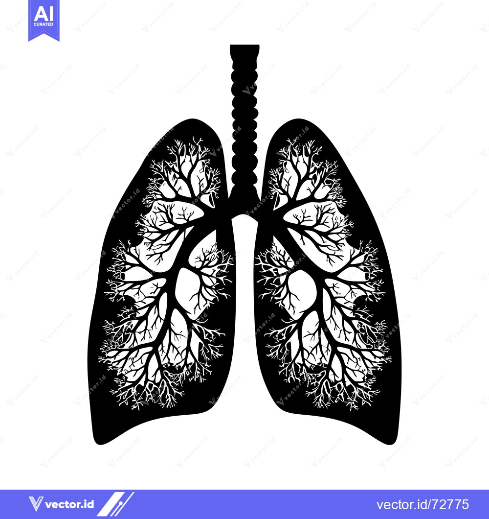 Premium Vector dari Lungs with Branching Tree Pattern in Black and White Silhouette