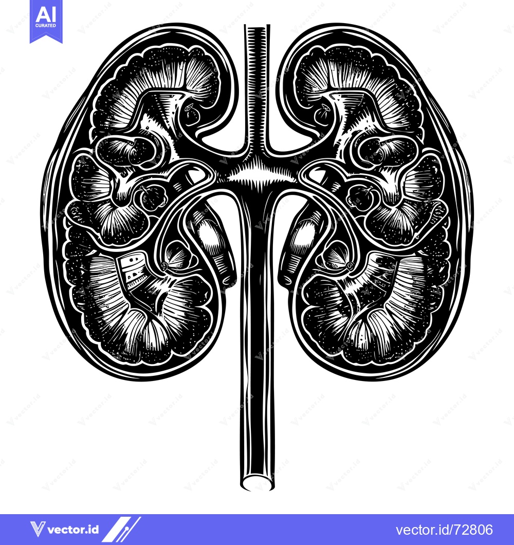 Premium Vector dari Detailed anatomical illustration of human kidneys and connecting urete