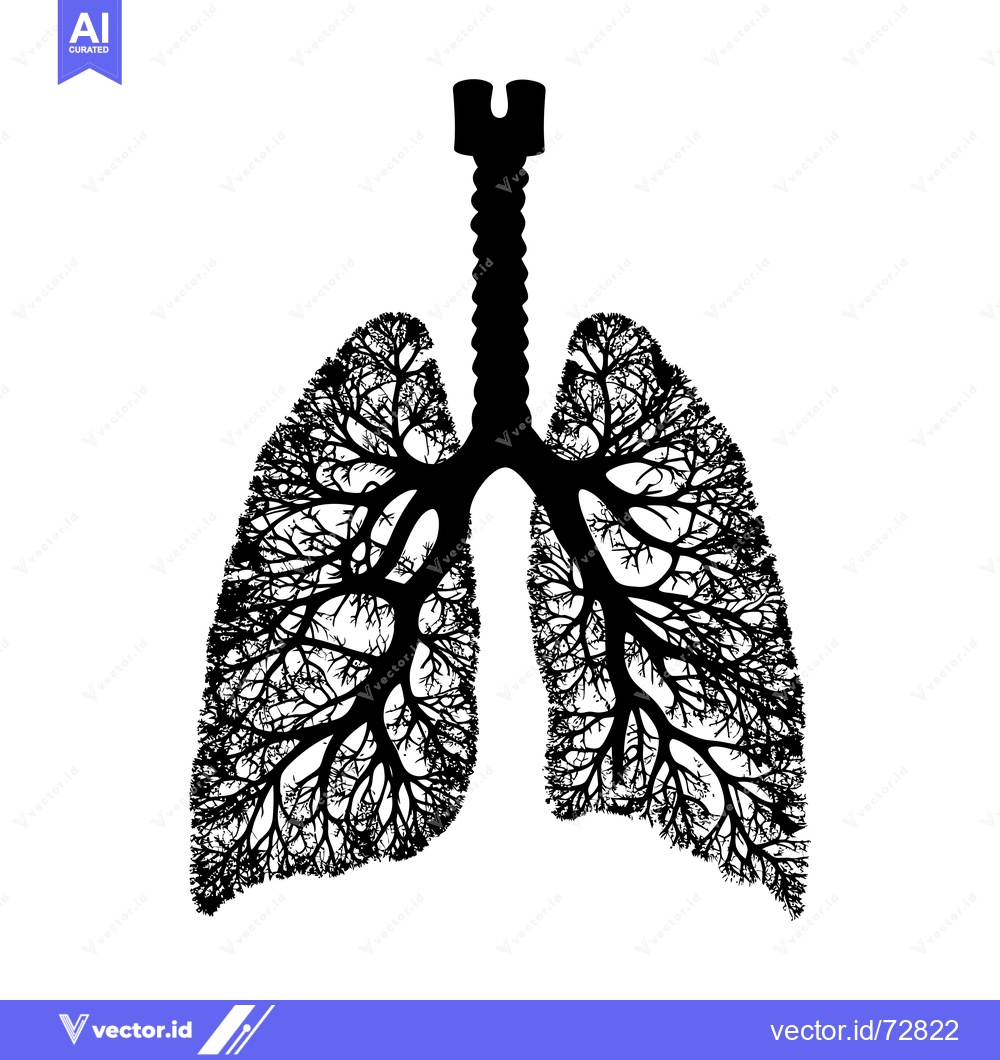 Premium Vector dari Silhouette of Lungs with Tree Branch Pattern