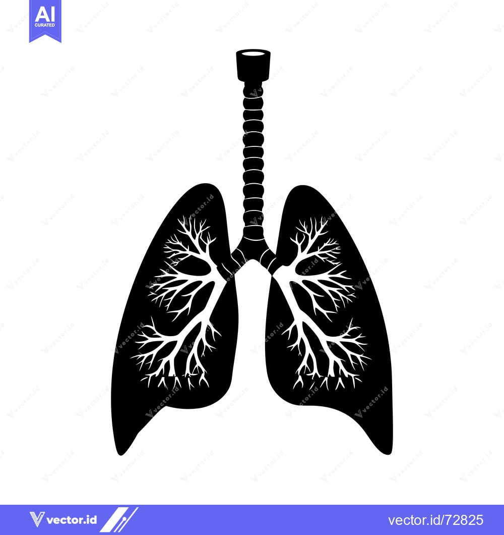 Premium Vector dari Black and White Silhouette of Human Lungs with Bronchial Tree
