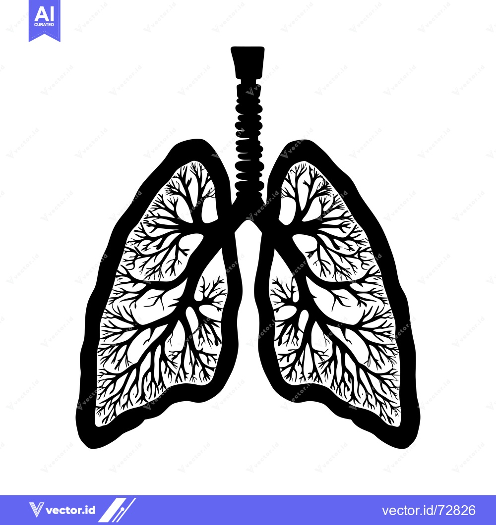 Premium Vector dari Black and white silhouette of lungs with a tree pattern inside