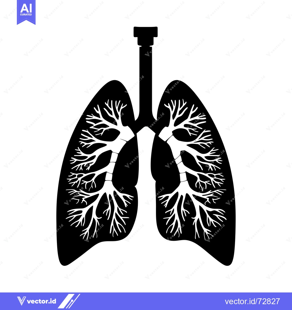 Premium Vector dari Black and White Silhouette of Human Lungs with Bronchial Tree