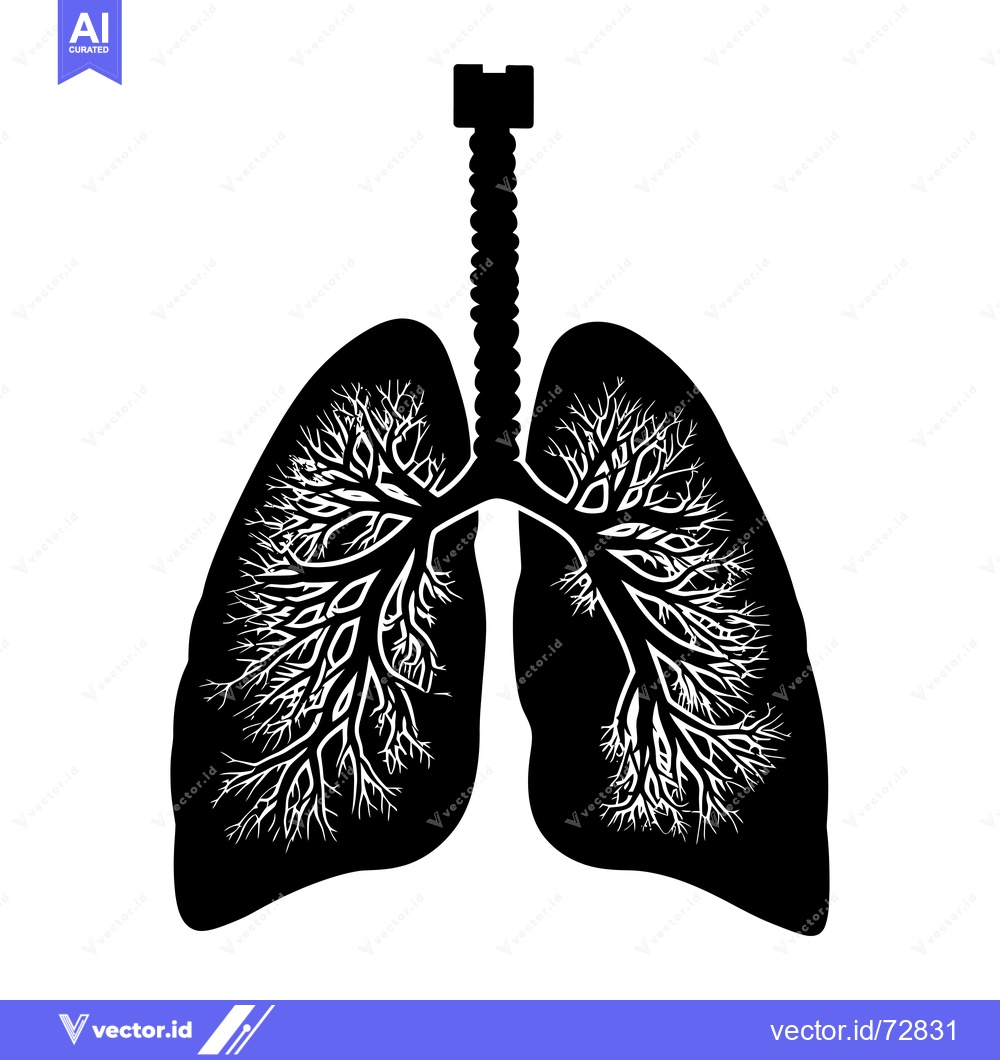 Premium Vector of Black and White Silhouette of Lungs with White Branching Structure