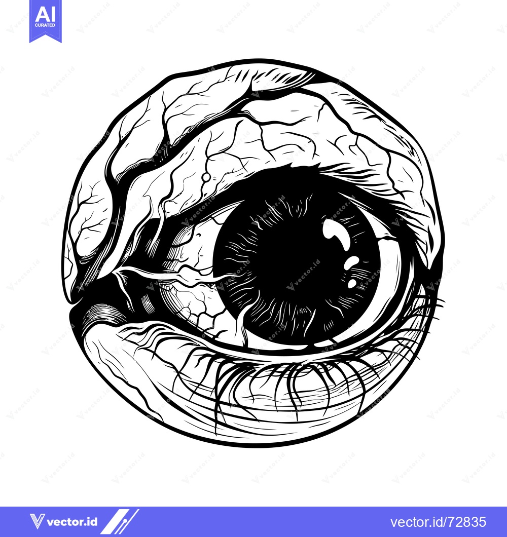 Premium Vector of Detailed Black and White Illustration of a Single Human Eye