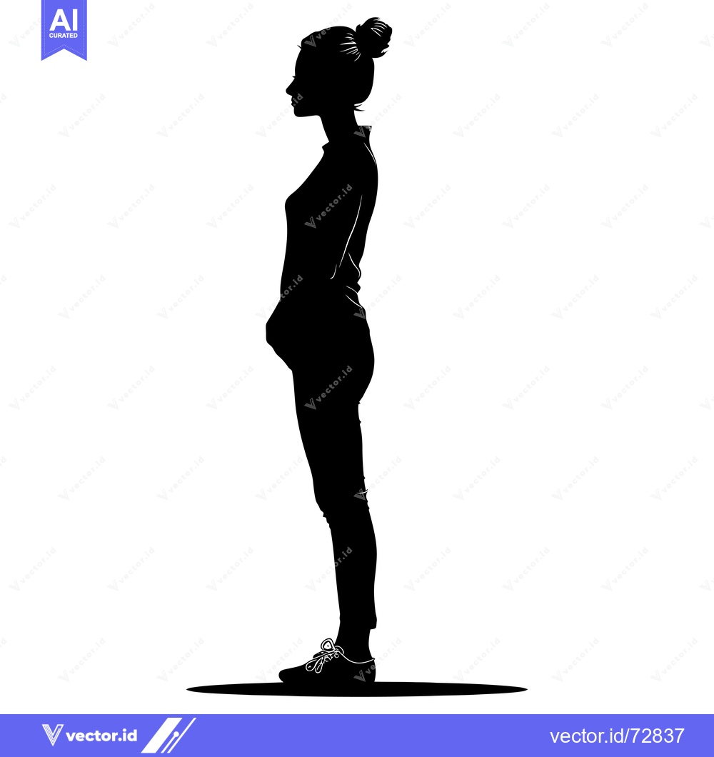 Premium Vector dari Silhouette of a Woman Standing with Her Hair in a Bun
