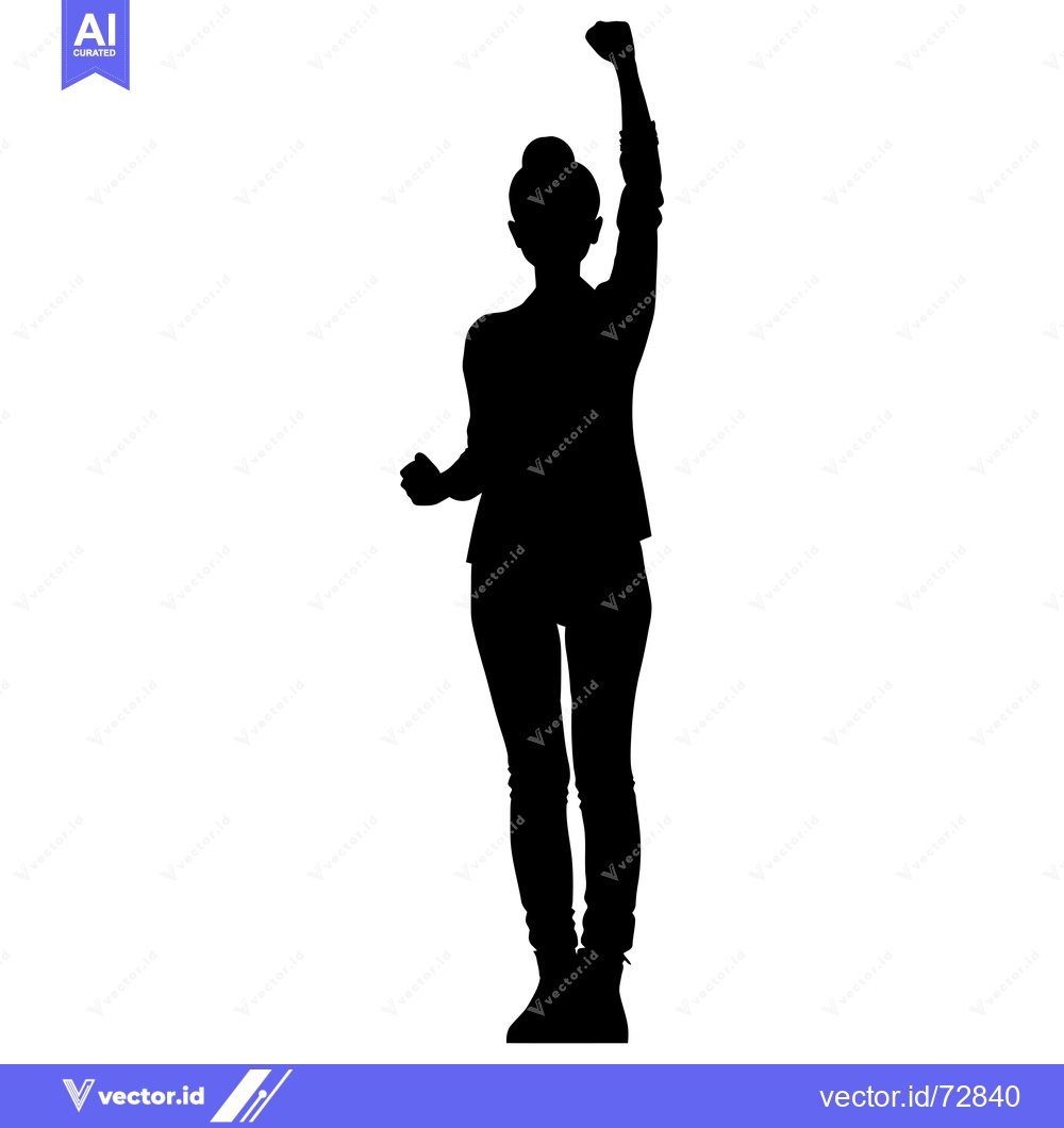 Premium Vector of Silhouette of a Woman with Her Arm Raised in the Air