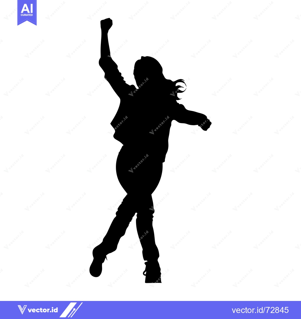 Premium Vector dari Silhouette of a Woman Dancing with Arms Raised