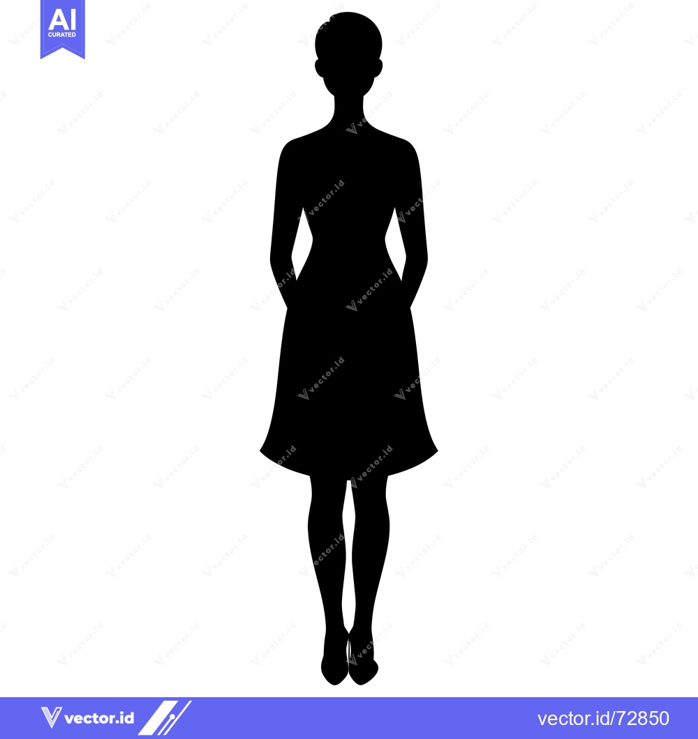 Premium Vector dari Silhouette of a Woman Standing with Hands in Pockets