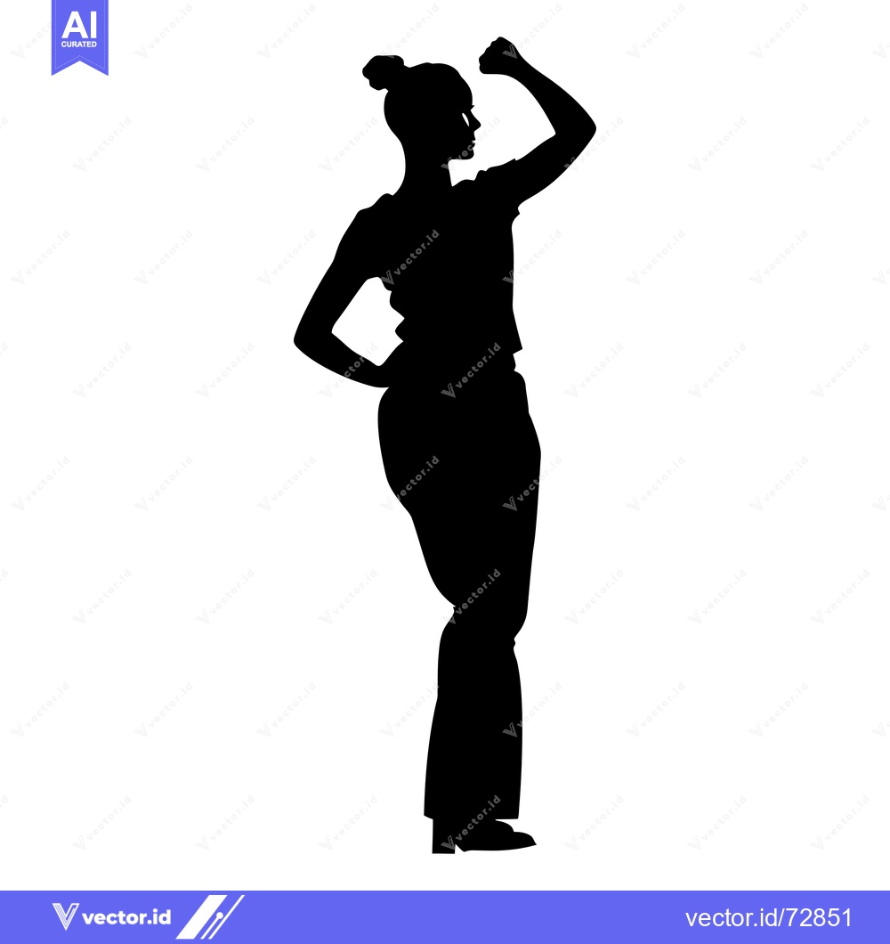 Premium Vector of Silhouette of a woman with her right arm raised and hand clenched