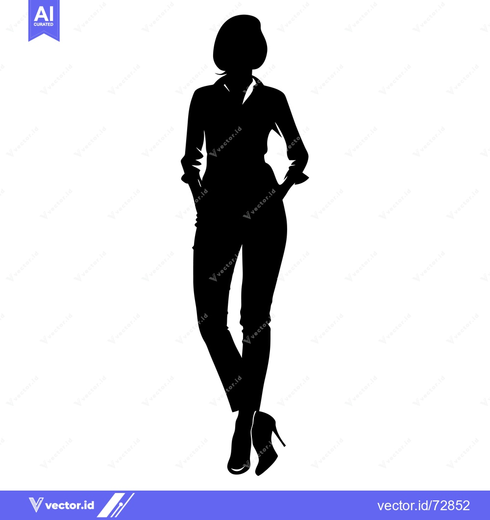 Premium Vector of Silhouette of a Woman in a Button-Down Shirt and Pants