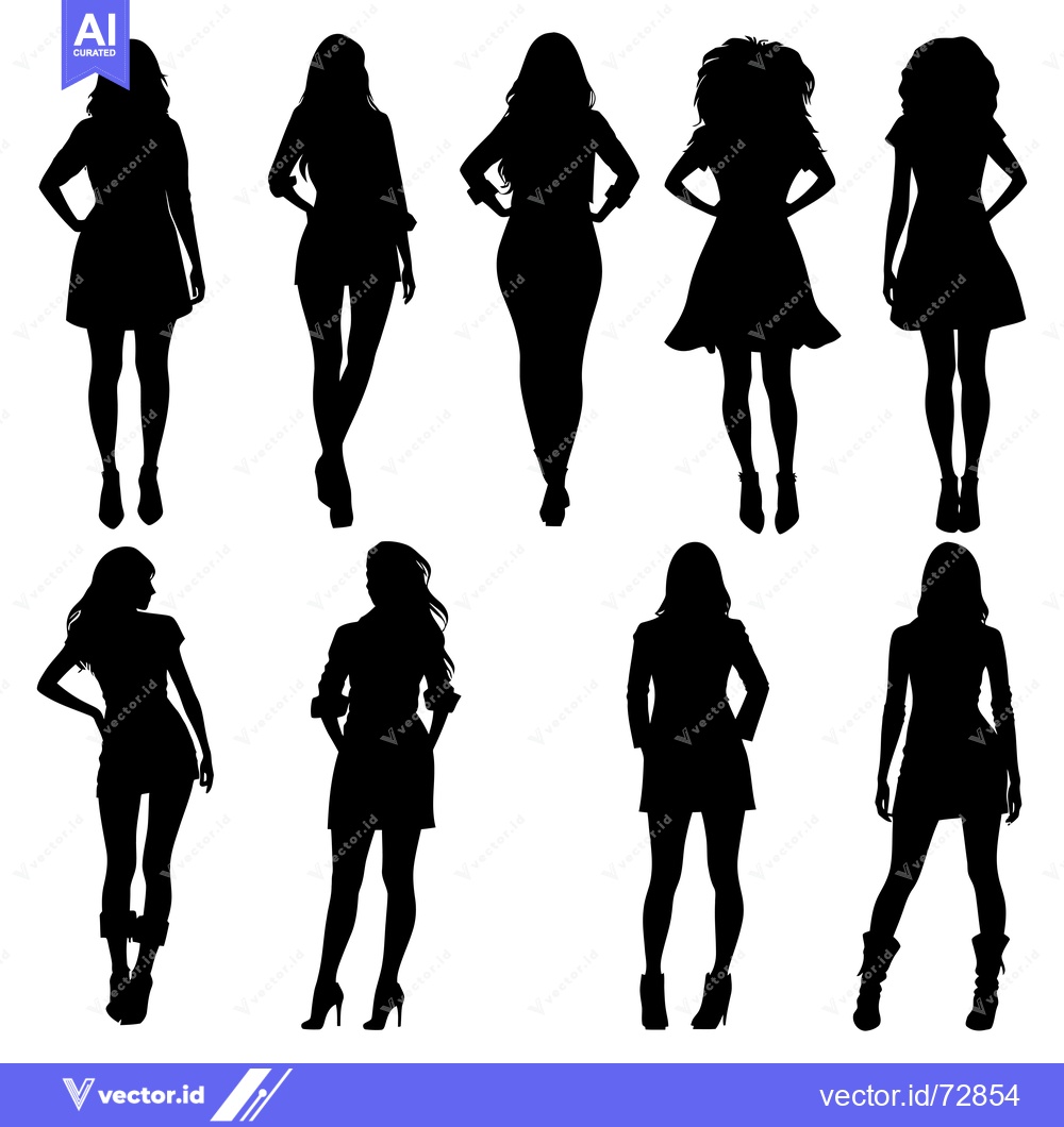 Premium Vector of Silhouettes of Eight Women in Various Poses and Outfits
