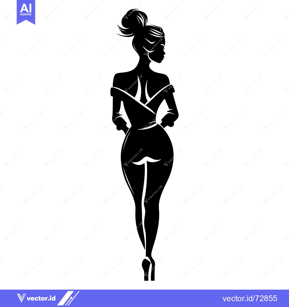 Premium Vector dari Silhouette of a Woman in a Dress, Back View