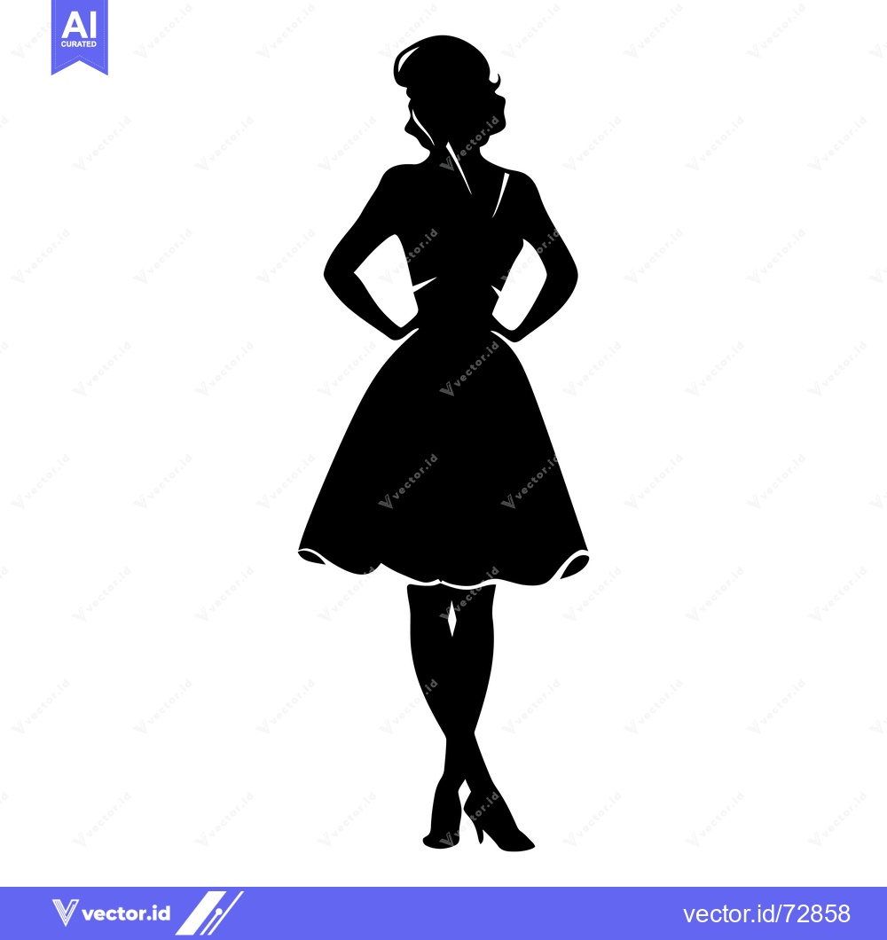 Premium Vector dari Black and White Silhouette of a Woman in a Dress
