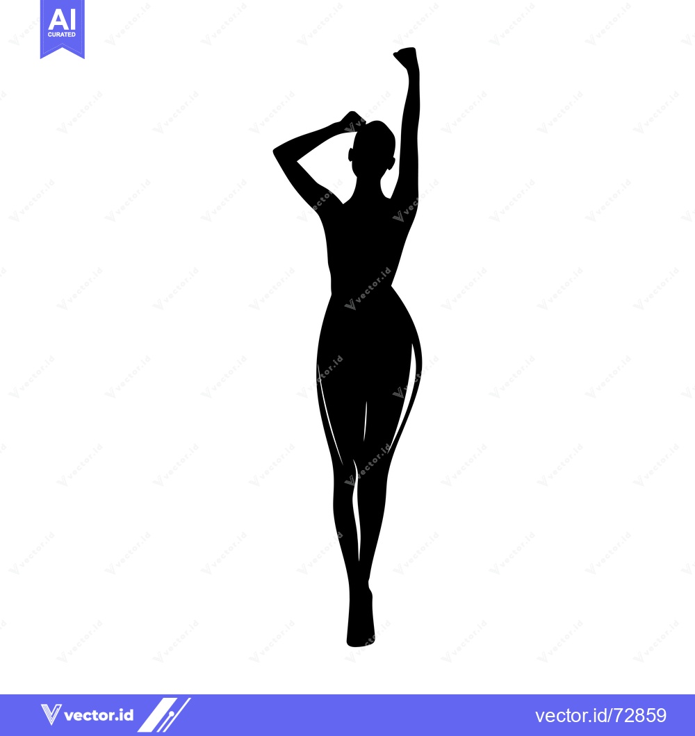 Premium Vector of Silhouette of a Woman with Arms Raised