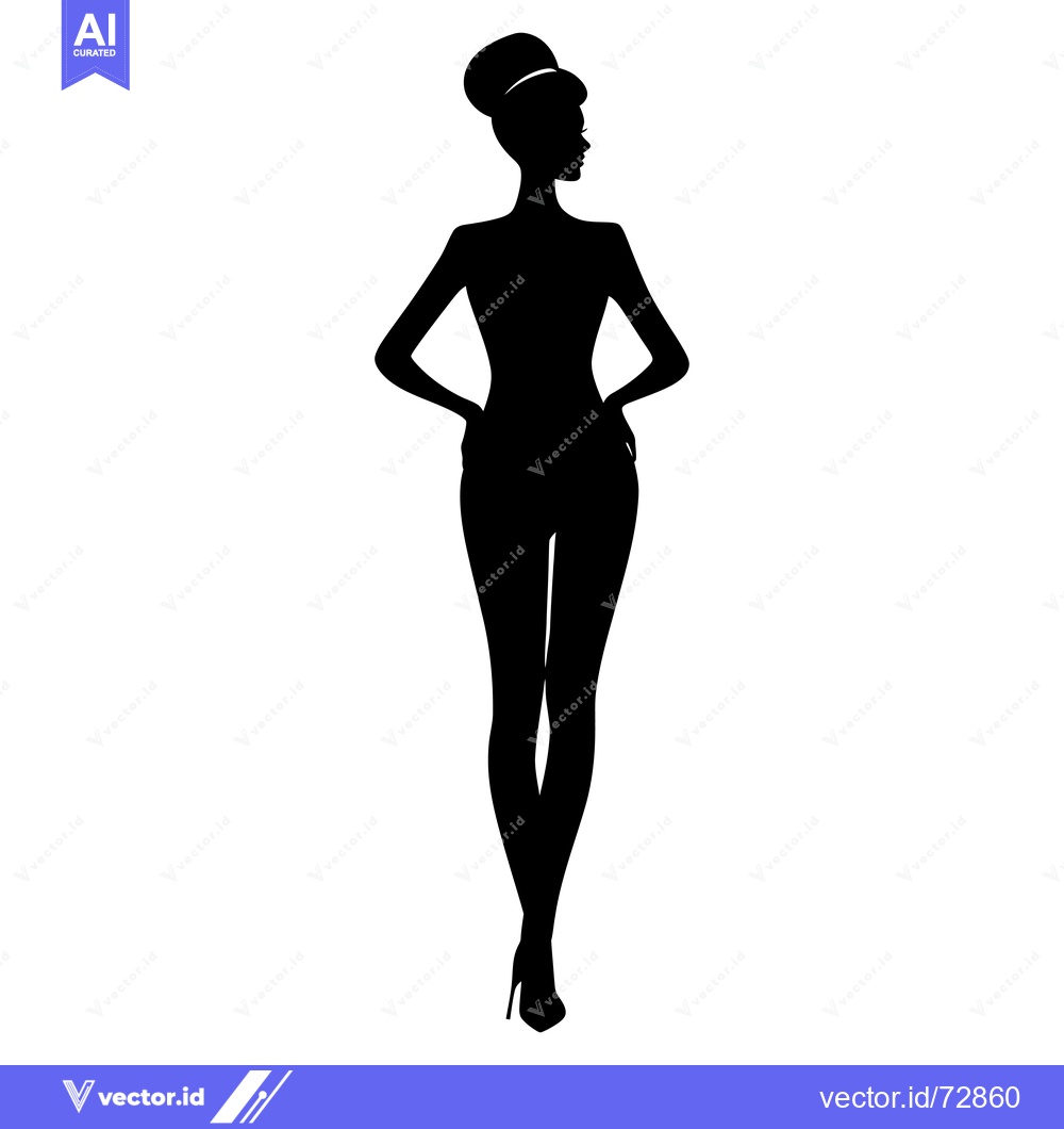 Premium Vector of Silhouette of a Woman Standing with Hands on Hips