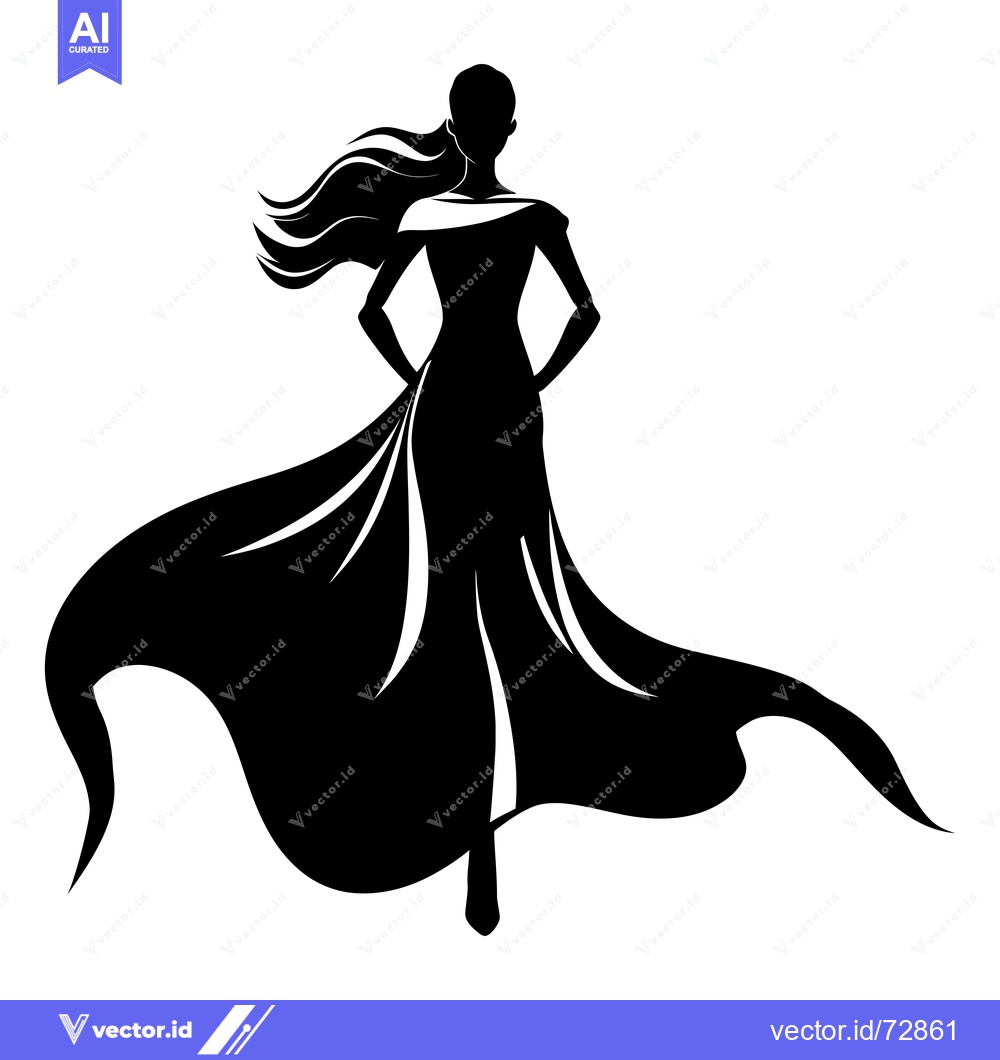 Premium Vector of Silhouette of a Woman in a Flowing Dress