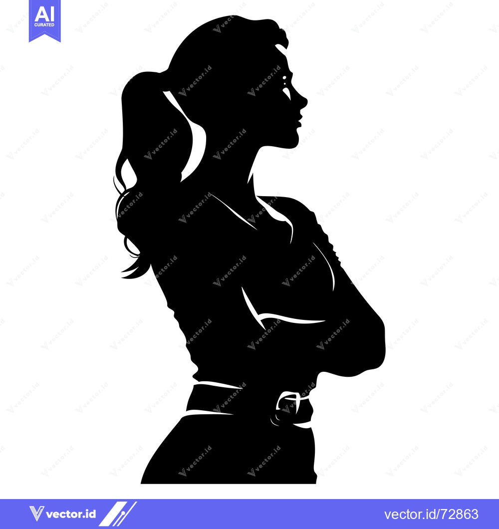 Premium Vector of Silhouette of a Woman with Her Arms Crossed