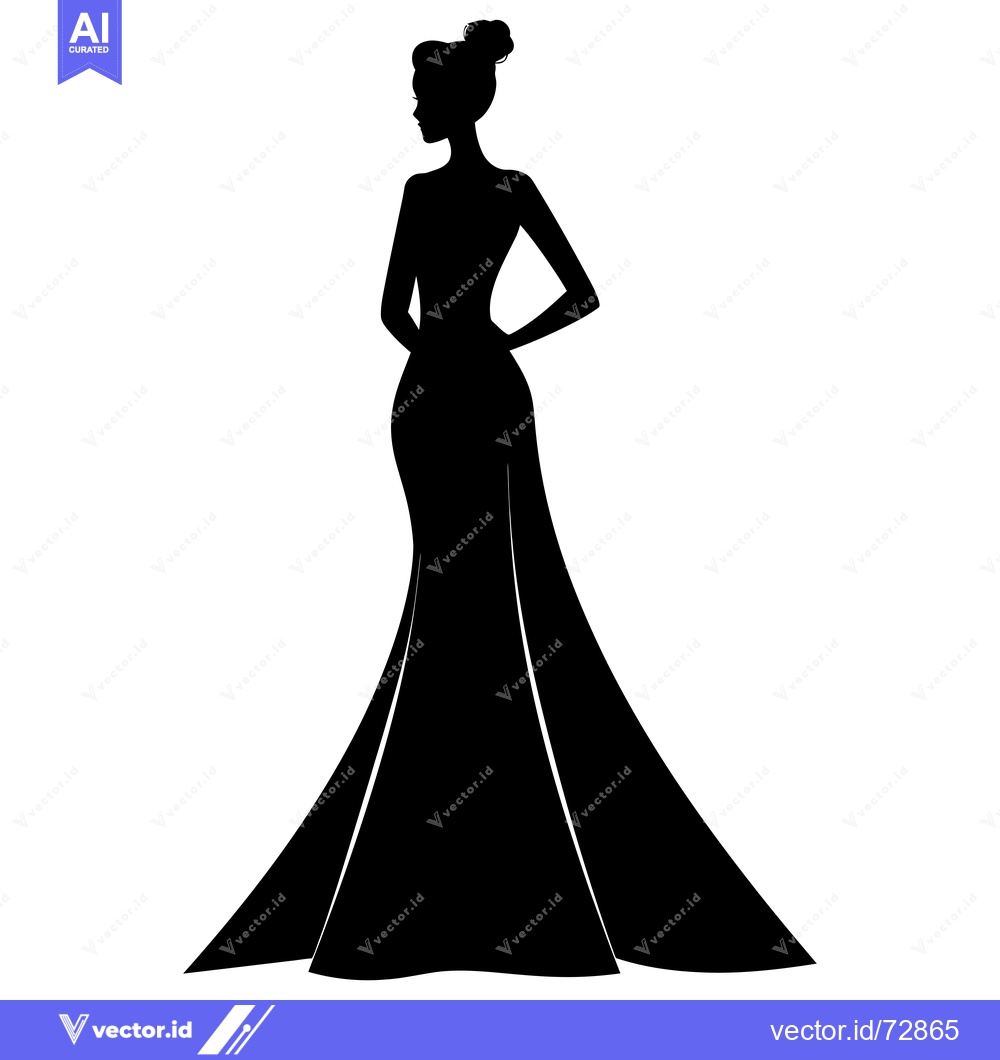 Premium Vector dari Silhouette of a Woman in a Long Gown
