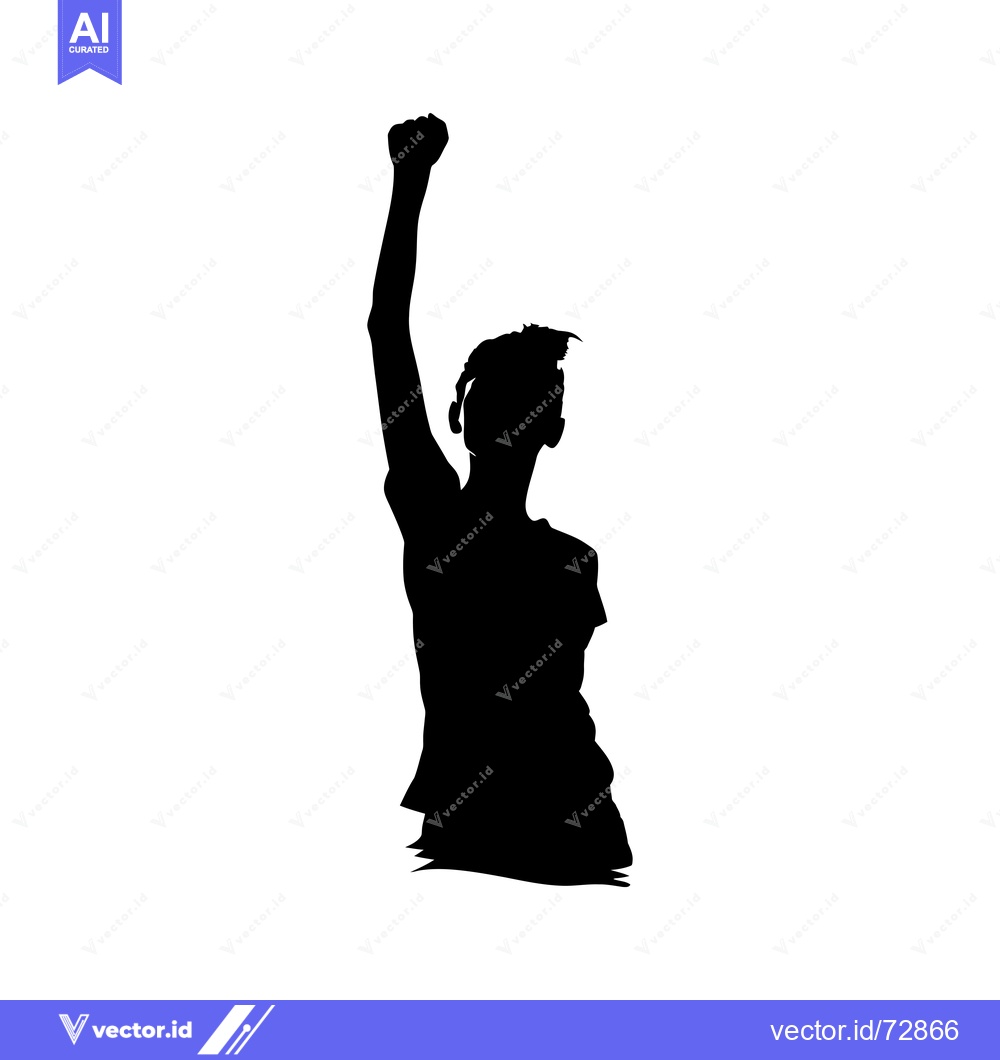 Premium Vector dari Silhouette of a Person Raising Their Fist in the Air