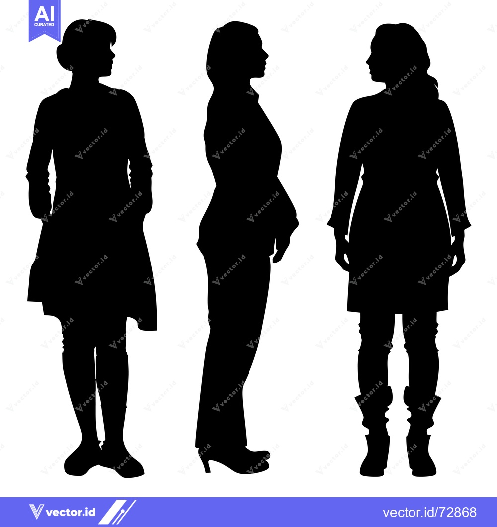 Premium Vector dari Silhouettes of Three Women Standing in a Row