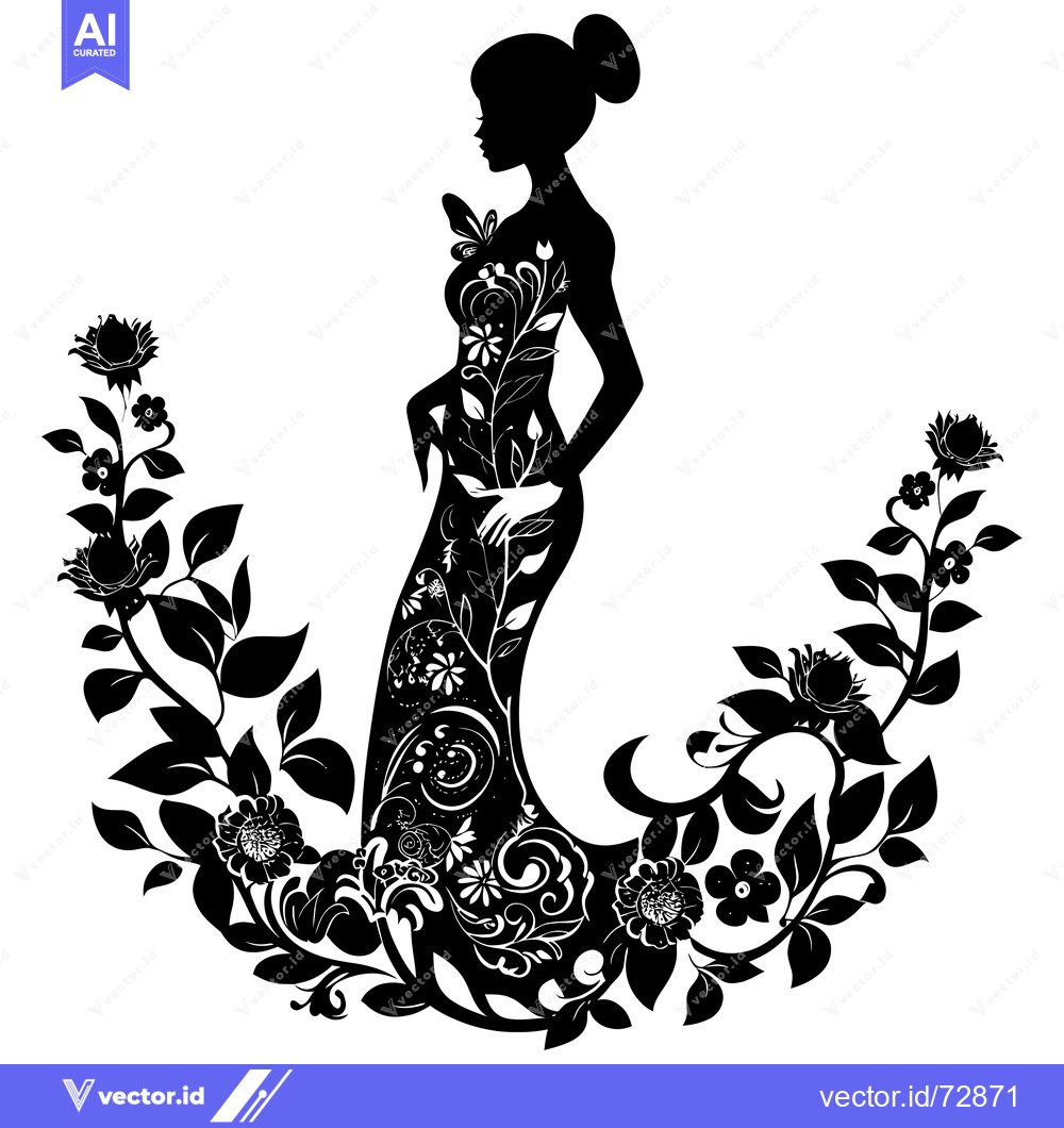 Premium Vector of Woman Silhouette Formed by Floral Vines