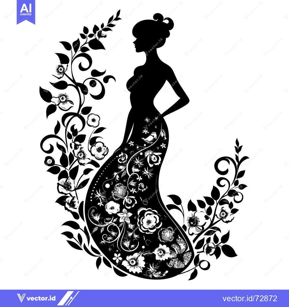 Premium Vector dari Woman Silhouette Surrounded by Floral Vines
