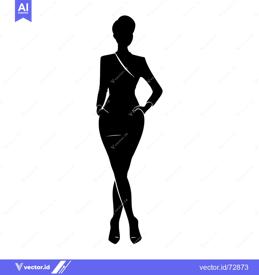 Premium Vector of Silhouette of a Woman in a Dress with Her Hands on Her Hips