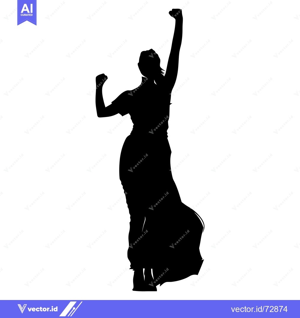Premium Vector of Silhouette of a woman with both arms raised in celebration