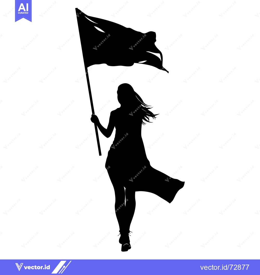 Premium Vector dari Silhouette of a woman holding a flag and walking forward