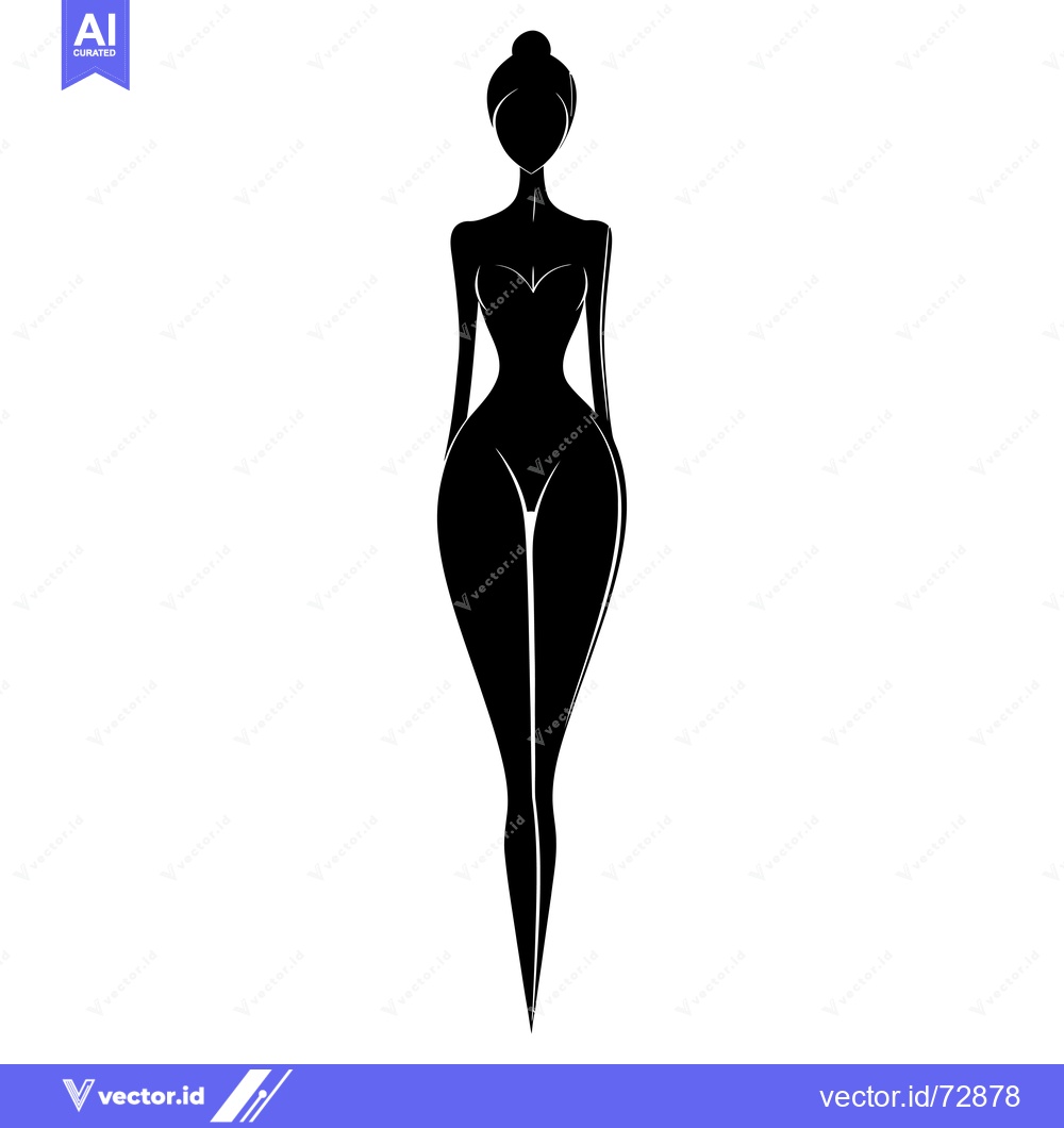 Premium Vector of Silhouette of a Woman in a Dress with a Bun Hairstyle