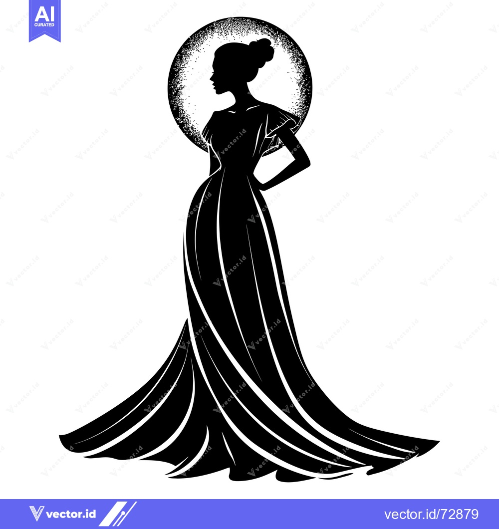 Premium Vector dari Silhouette of a Woman in a Long Gown Standing in a Circle