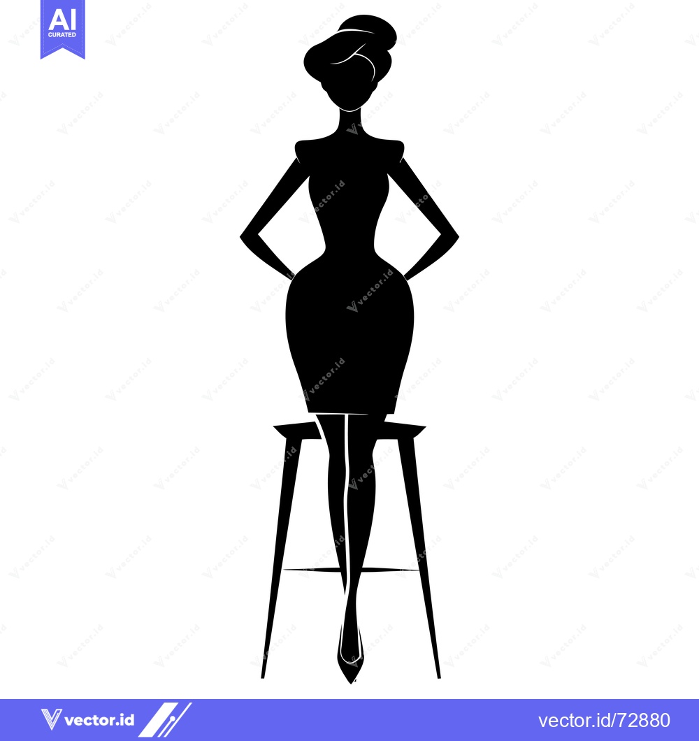 Premium Vector dari Silhouette of a Woman Sitting on a Stool