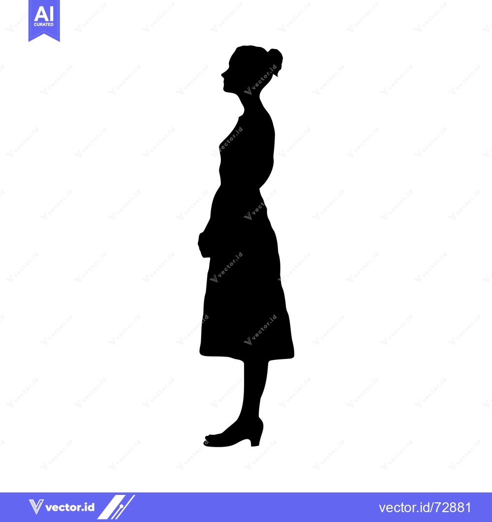 Premium Vector dari Silhouette of a Woman in a Dress Standing in Profile