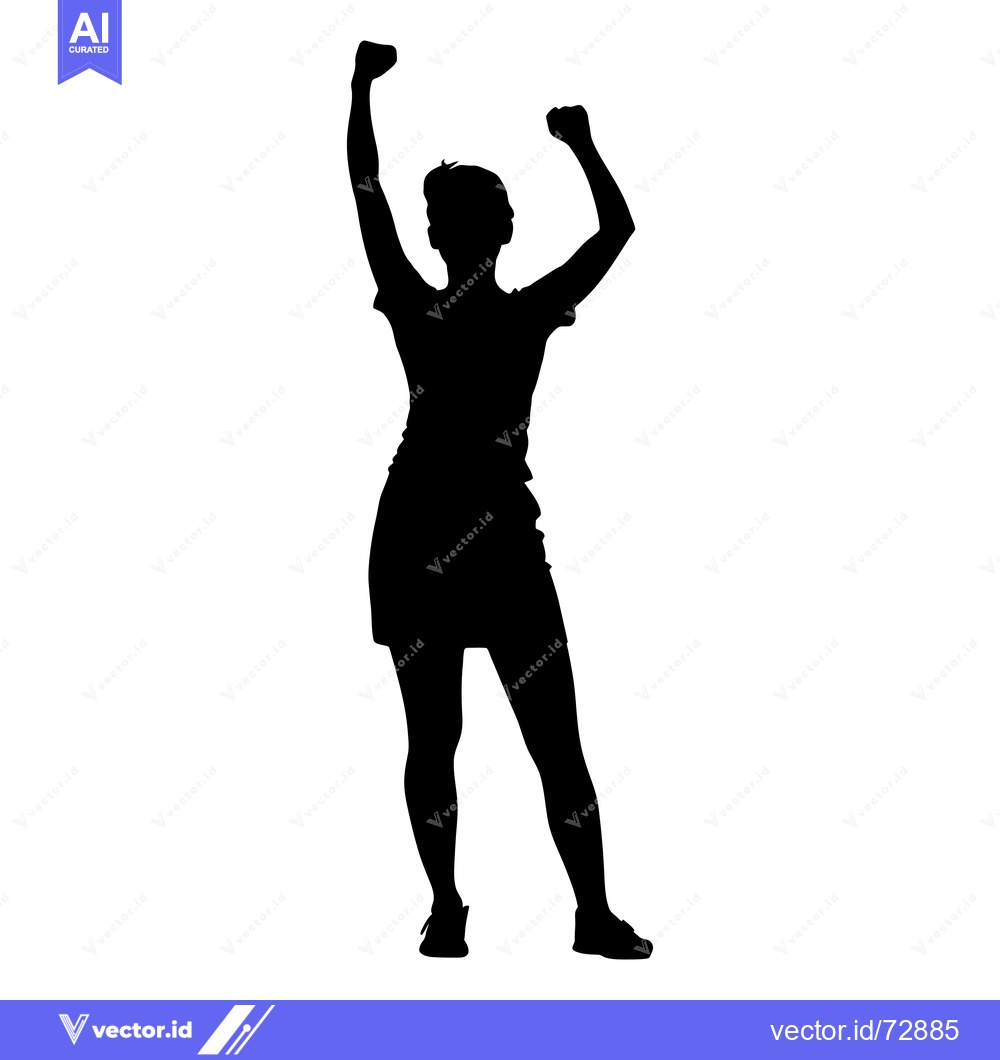 Premium Vector dari Silhouette of a woman with arms raised in victory