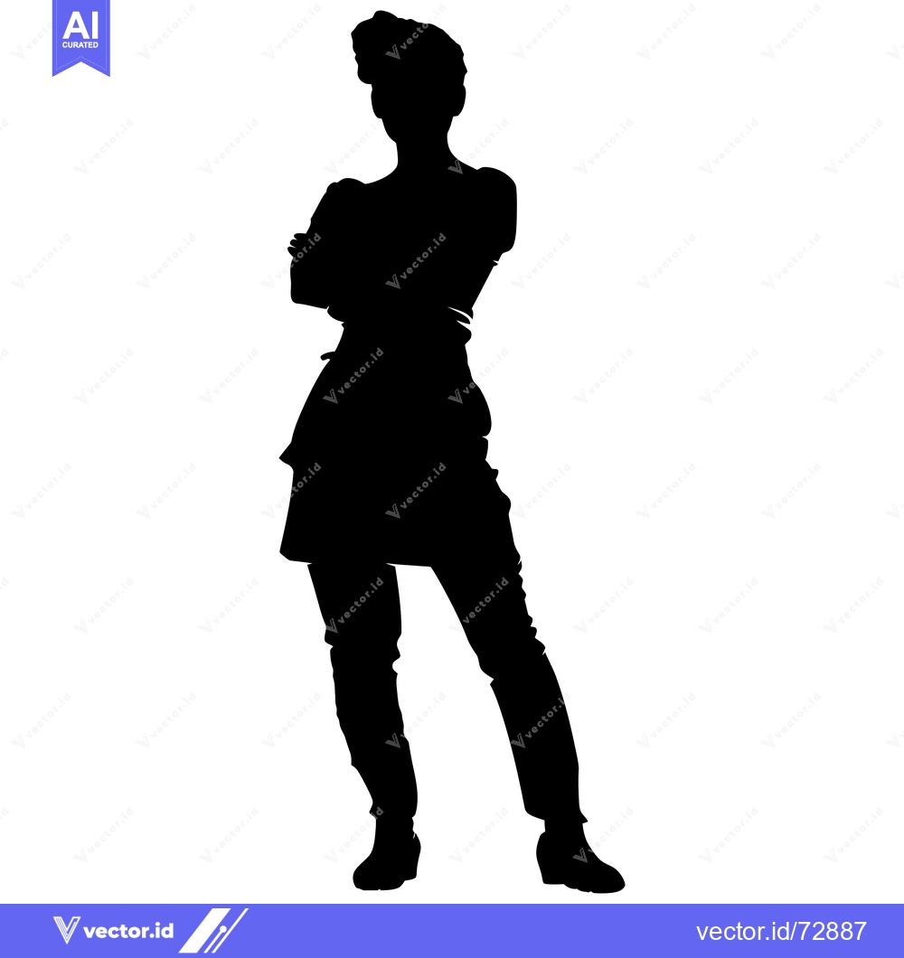 Premium Vector dari Silhouette of a Woman Standing with Arms Crossed