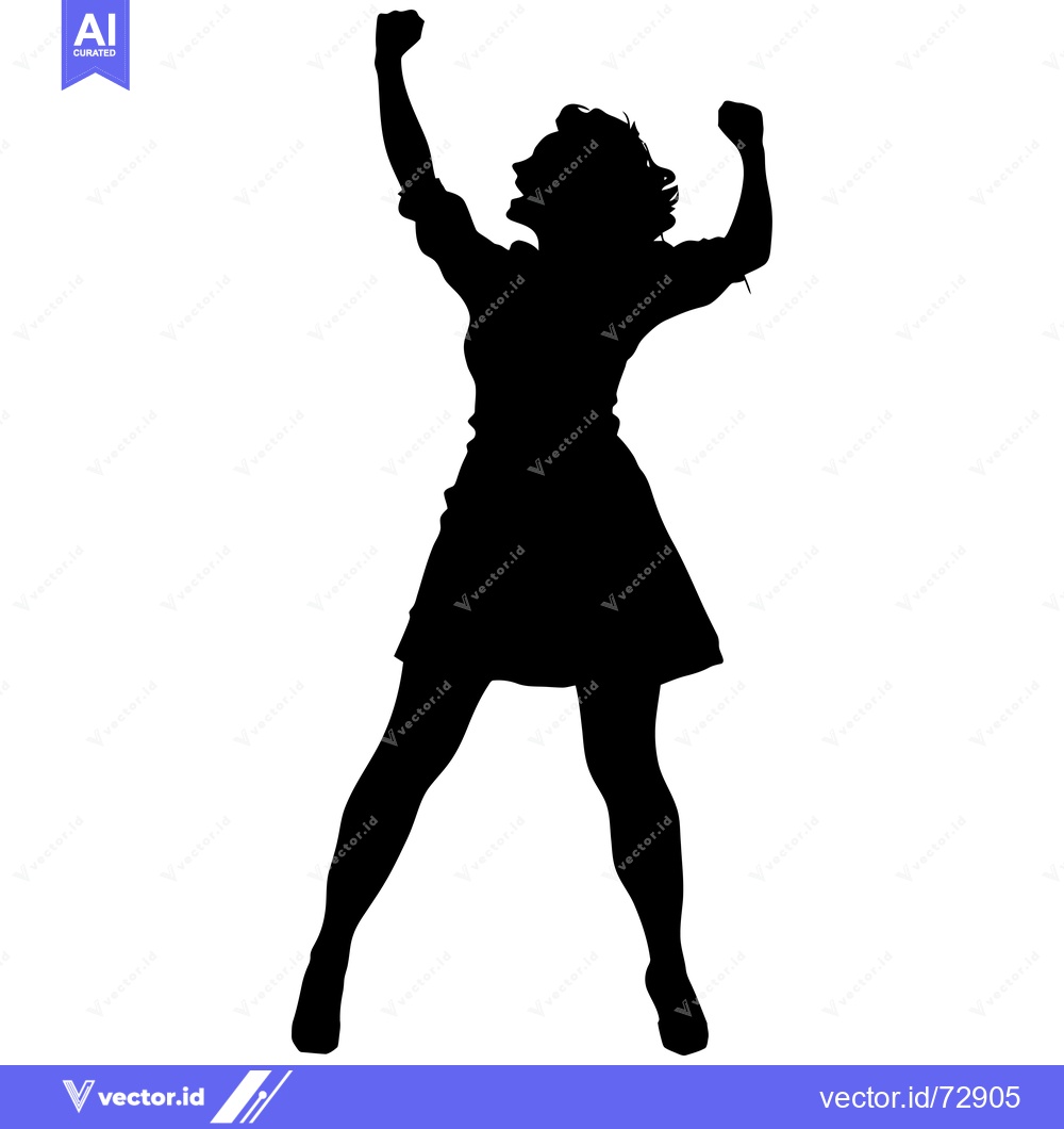 Premium Vector of Silhouette of a Woman in a Dress with Arms Raised
