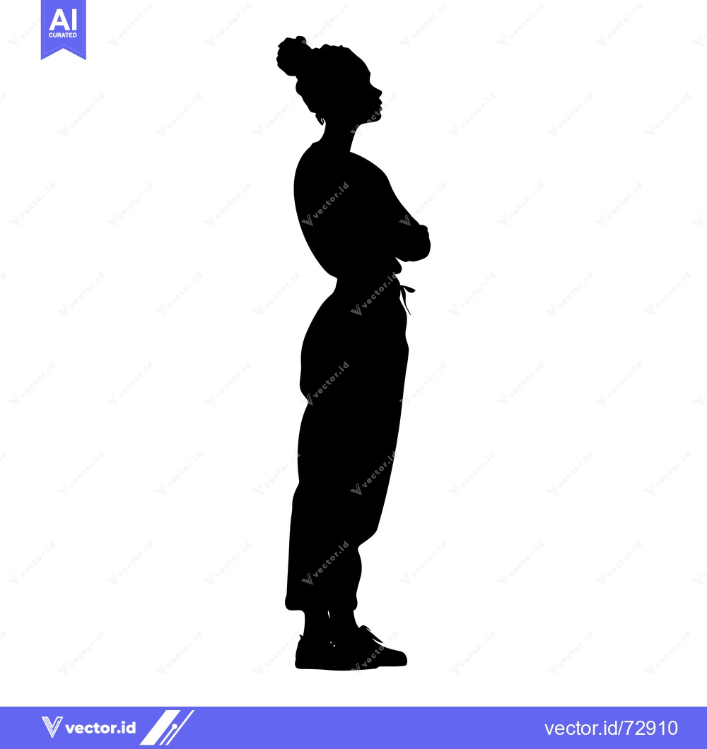 Premium Vector of Silhouette of a Woman Standing with Arms Crossed