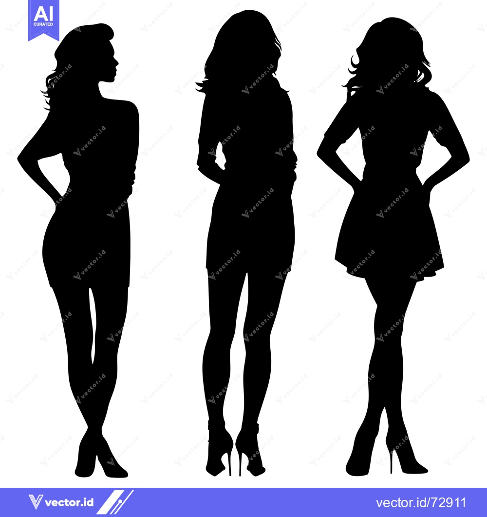 Premium Vector of Three Female Silhouettes in Dresses and High Heels