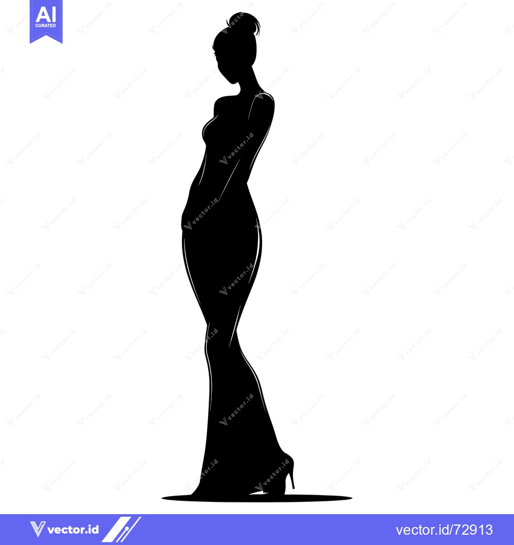 Premium Vector dari Silhouette of a Woman in a Long Dress and High Heels