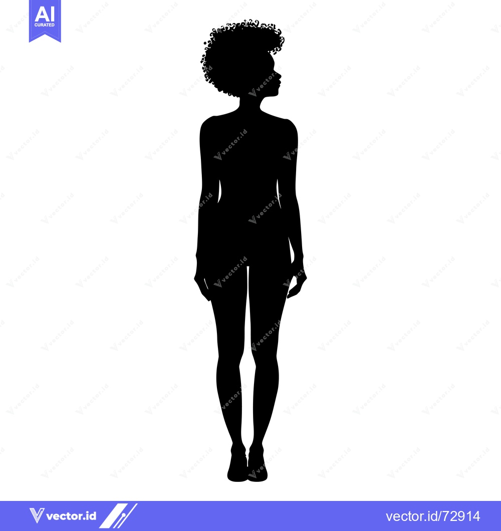 Premium Vector dari Silhouette of a woman with curly hair standing