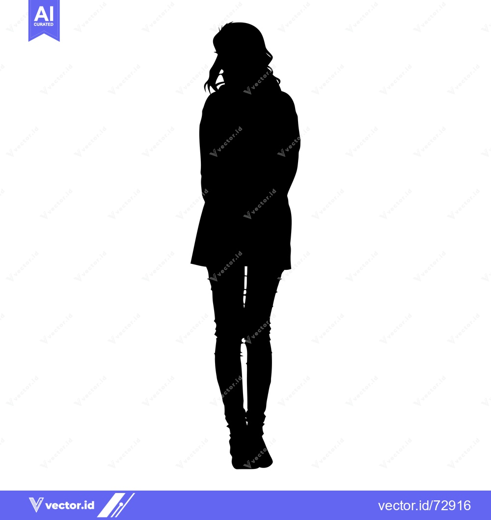 Premium Vector of Silhouette of a Woman Standing with Hands Behind Her Back