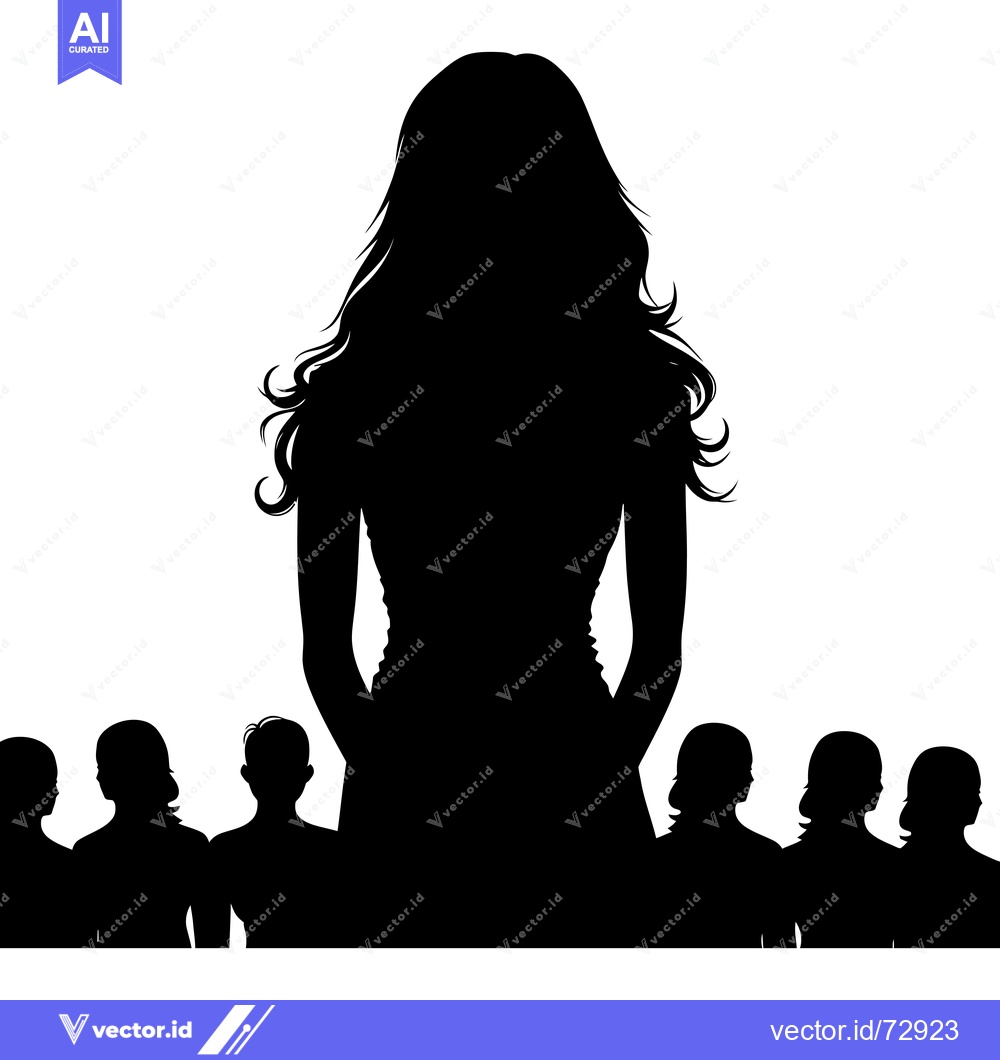 Premium Vector dari Tall Woman Silhouette Standing Over Smaller Silhouettes