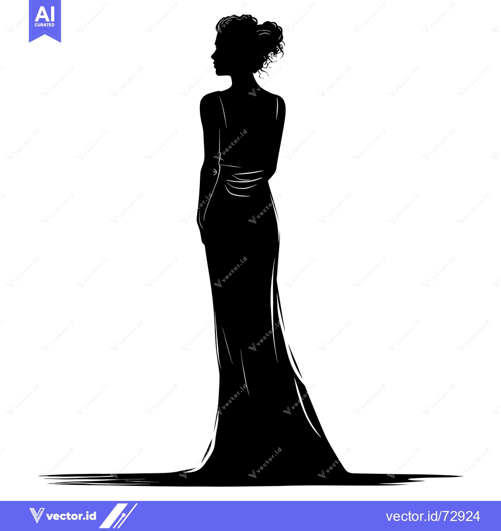 Premium Vector dari Silhouette of a Woman in a Long Dress
