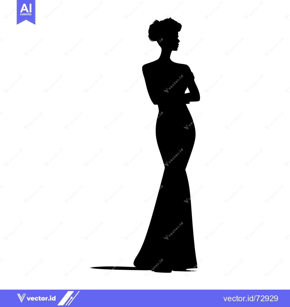 Premium Vector of Silhouette of a Woman in a Long Evening Dress