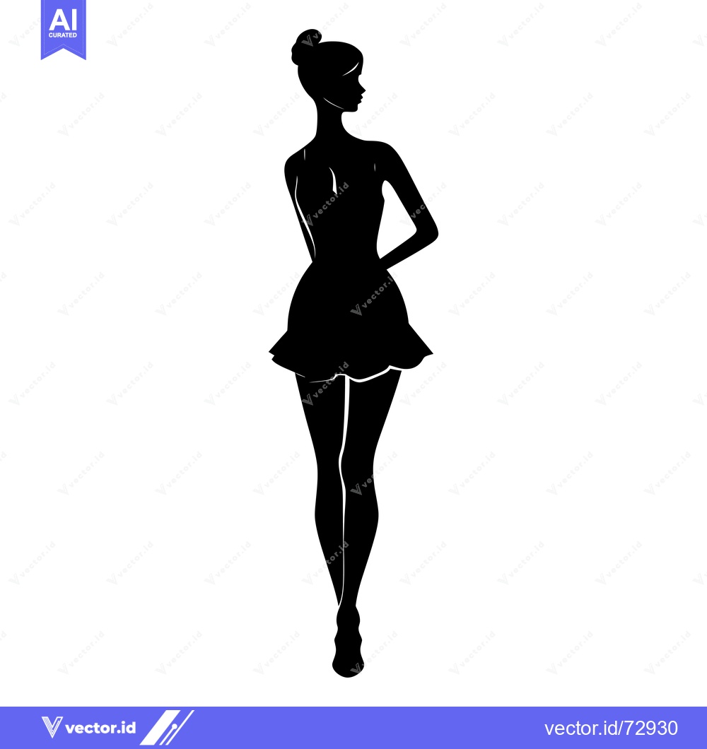 Premium Vector dari Silhouette of a Woman in a Dress Standing with Her Back to the Viewer